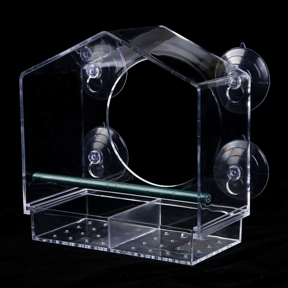 House-shaped Plastic Acrylic Bird Feeder, Acrylic Pet Bird Feeding Container
