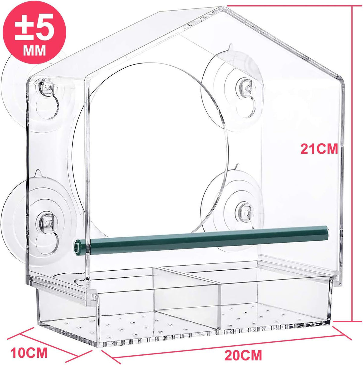 House-shaped Plastic Acrylic Bird Feeder, Acrylic Pet Bird Feeding Container